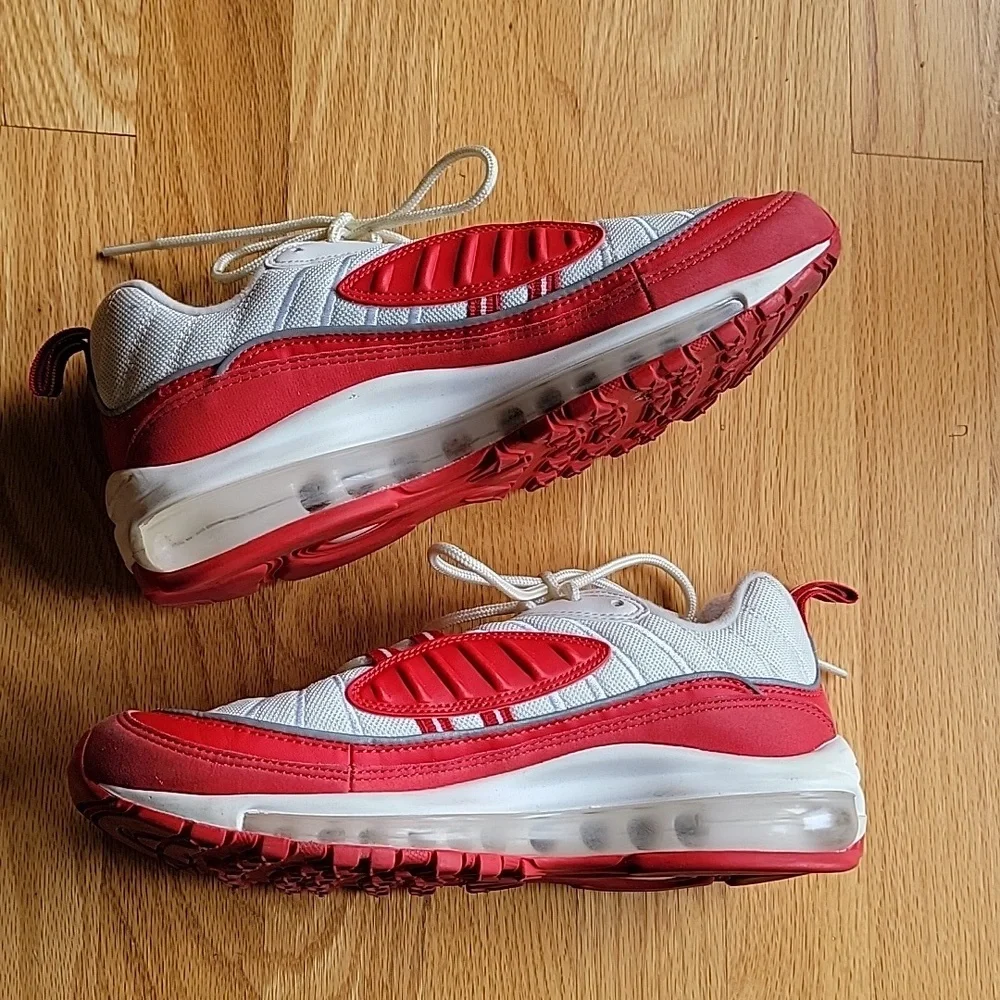 Nike Air Max Red White Youth Unisex Sneaker Leather & Mesh Upper